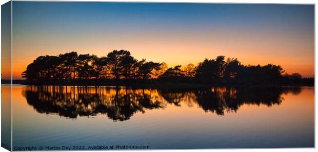 Majestic Sunset Reflections over Hatchet Pond Canvas Print by Martin Day