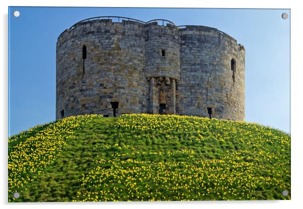 Cliffords Tower, York in Spring Acrylic by Darren Galpin