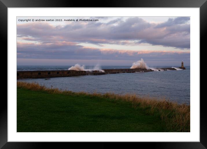 THE SEA SHOAKING Framed Mounted Print by andrew saxton