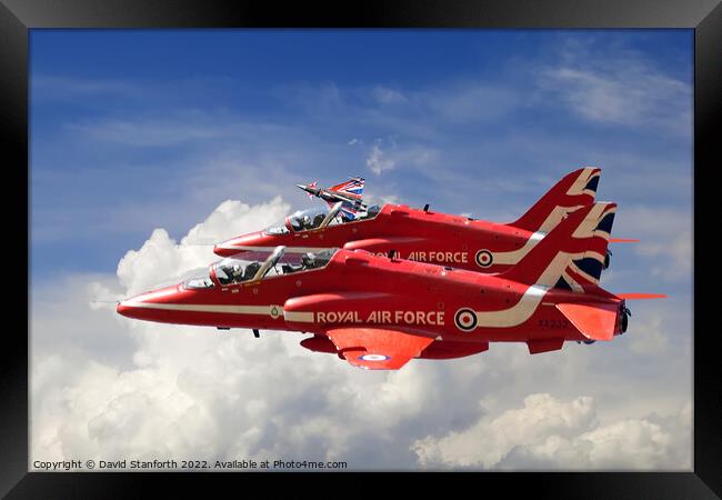 Red Arrows and Eurofighter Framed Print by David Stanforth