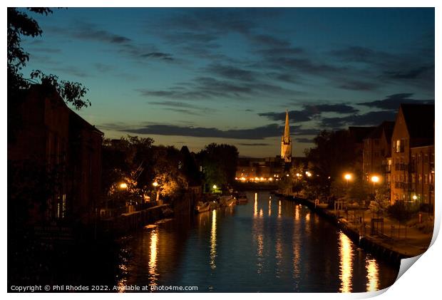 Norwich Riverside by Night Print by Phil Rhodes