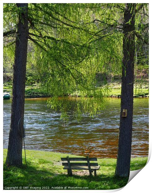 River Spey At Carron Speyside Spring Light Bench Print by OBT imaging
