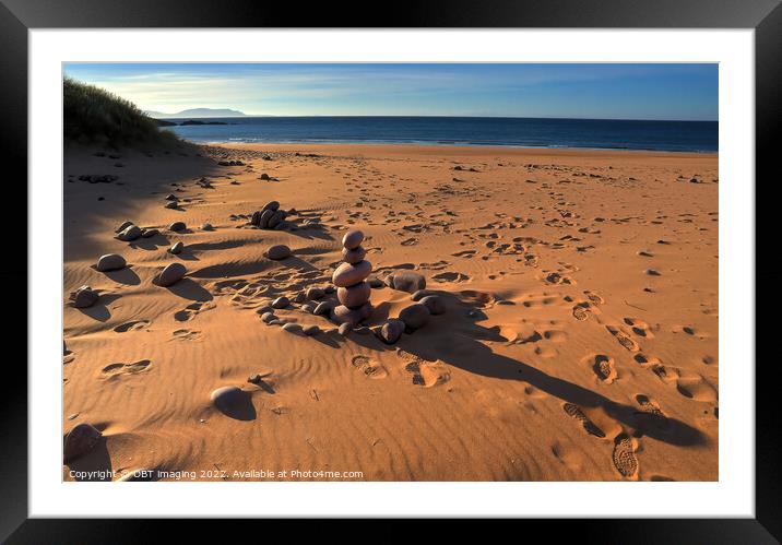 Red Point Beach Pebble Tower Late Sun Hues West Highland Scotland Framed Mounted Print by OBT imaging