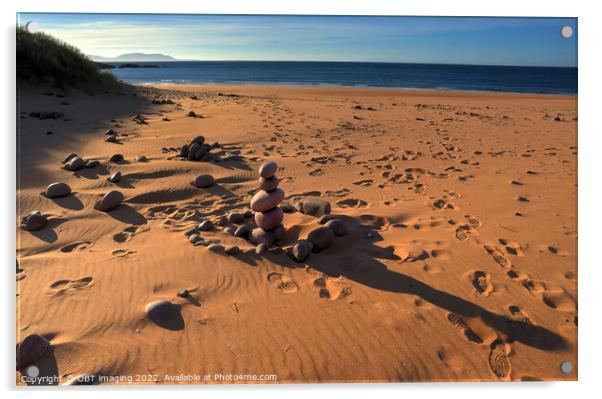 Red Point Beach Pebble Tower Late Sun Hues West Highland Scotland Acrylic by OBT imaging