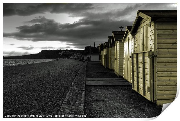 Beach Huts at Budleigh Print by Rob Hawkins