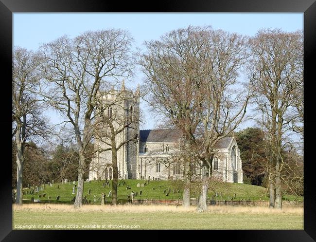 St Withburga church in Holkham Hall estate surrounded by trees Framed Print by Joan Rosie