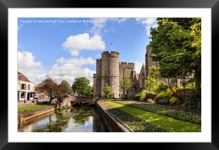 River Stour and Westgate towers Canterbury Kent Framed Mounted Print by Pearl Bucknall
