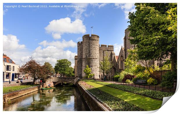 River Stour and Westgate towers Canterbury Kent Print by Pearl Bucknall