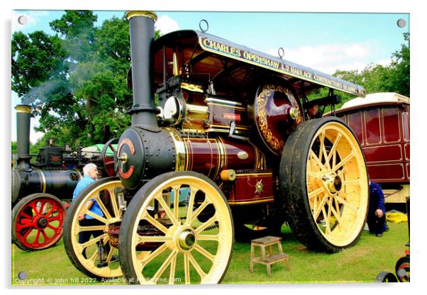 Vintage 1911 Fowler Steam road Locomotive. Acrylic by john hill