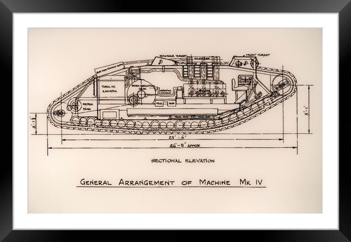 Mark IV Tank Blueprint Framed Mounted Print by Arterra 