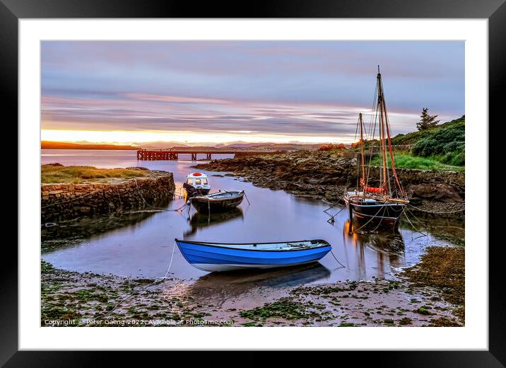 Sunset at Portencross harbour - Scotland.  Framed Mounted Print by Peter Gaeng