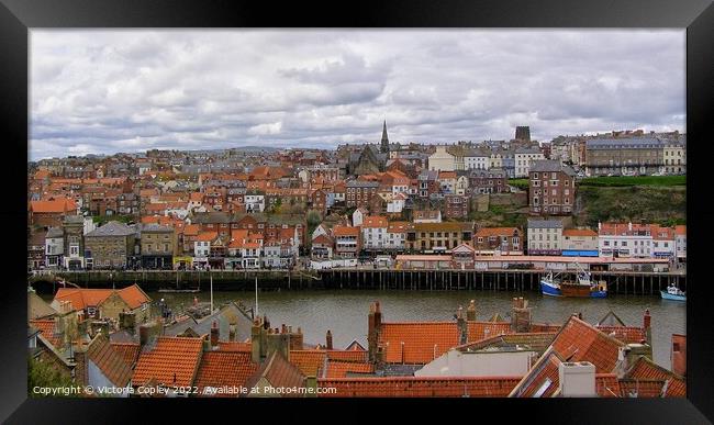 Whitby rooftops Framed Print by Victoria Copley