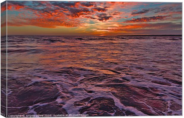 Sea at Sunset In Algarve Canvas Print by Angelo DeVal