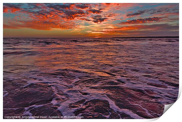 Sea at Sunset In Algarve Print by Angelo DeVal