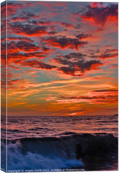Beach waves at sunset in Gale beach Canvas Print by Angelo DeVal