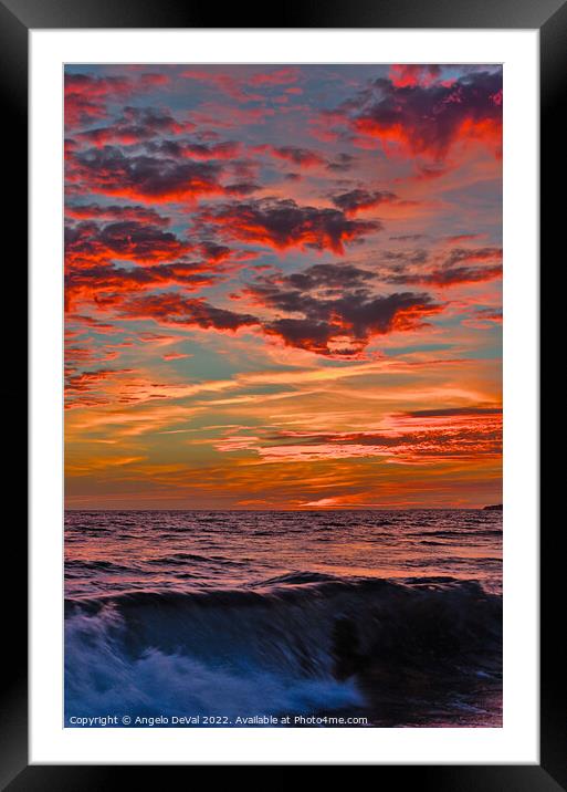 Beach waves at sunset in Gale beach Framed Mounted Print by Angelo DeVal