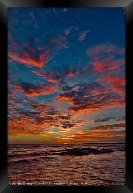 Gale Beach at Sunset. In Albufeira, Algarve Framed Print by Angelo DeVal