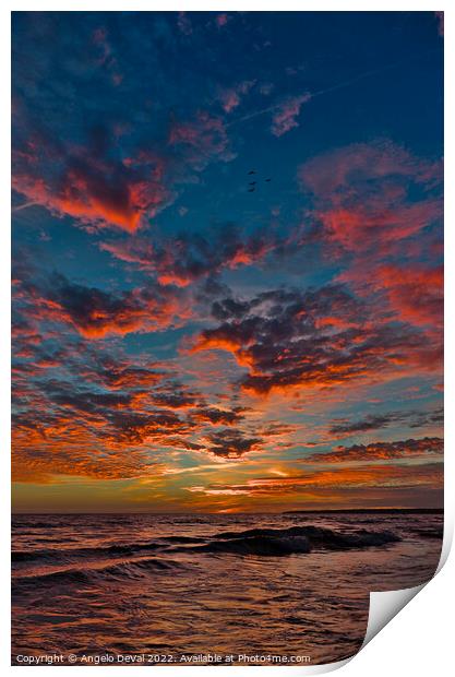 Gale Beach at Sunset. In Albufeira, Algarve Print by Angelo DeVal