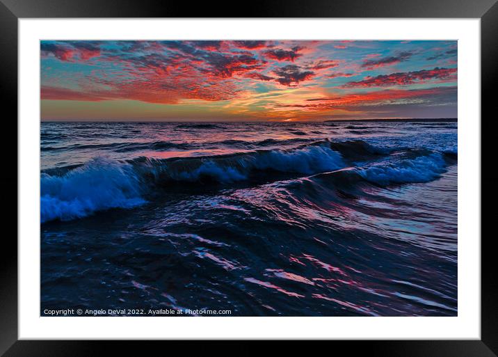 Sea and Twilight at Gale Beach in Albufeira Framed Mounted Print by Angelo DeVal