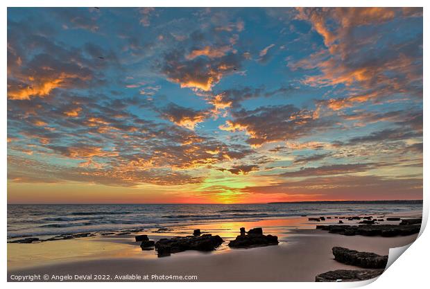 Gale Beach at Sunset. In Algarve, Portugal Print by Angelo DeVal
