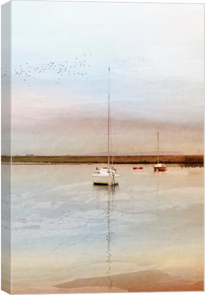 Impressionist style image of boats in Christchurch harbour Canvas Print by Anthony Hart