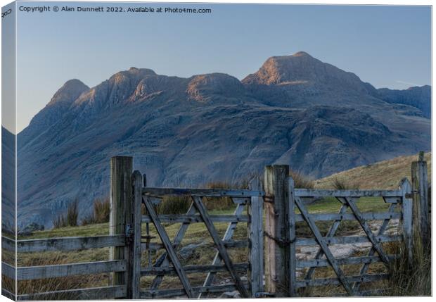 Majestic Gate to the Langdale Pikes Canvas Print by Alan Dunnett