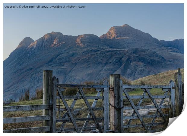 Majestic Gate to the Langdale Pikes Print by Alan Dunnett