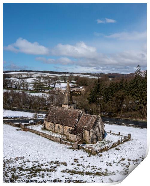 Fewston Parish Church of St Michael and St Lawrence. Print by Chris North