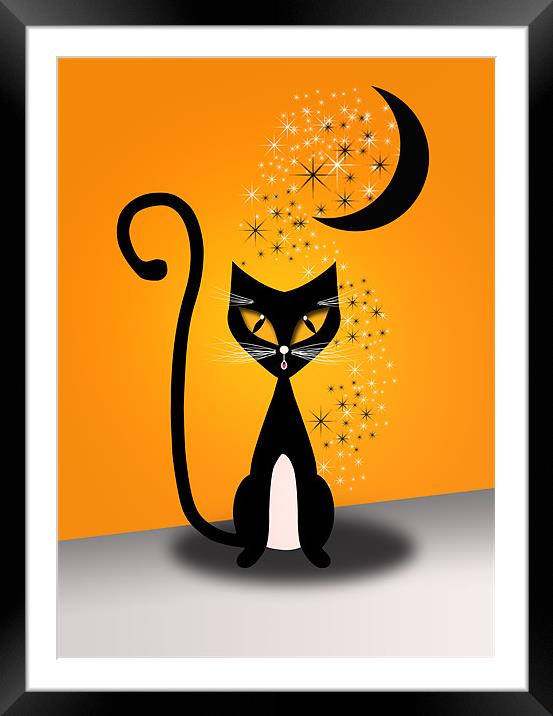 Halloween Cat Poster Framed Mounted Print by Julie Hoddinott