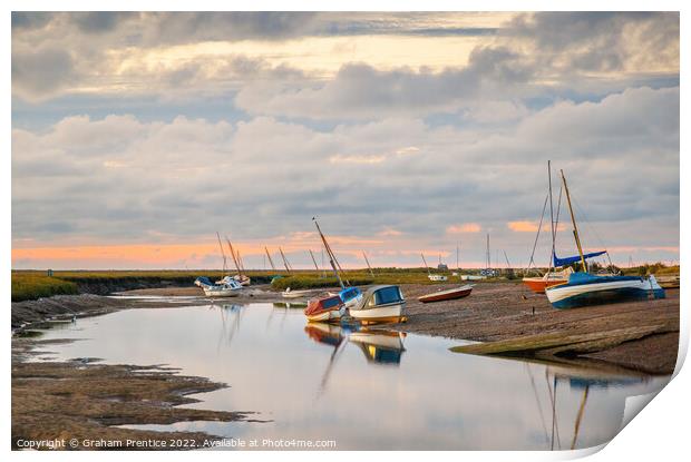 Evening Light over the River Glaven at Blakeney, N Print by Graham Prentice
