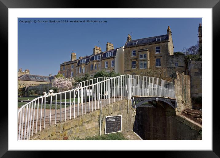 Widcombe Locks, Bath Iron Bridge in Spring Framed Mounted Print by Duncan Savidge
