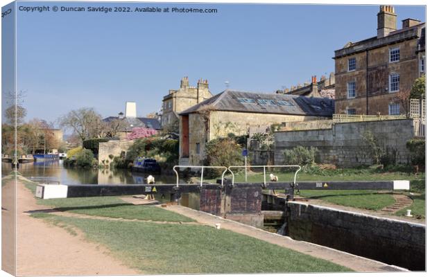Widcombe Lock, Bath, in Spring sunshine Canvas Print by Duncan Savidge