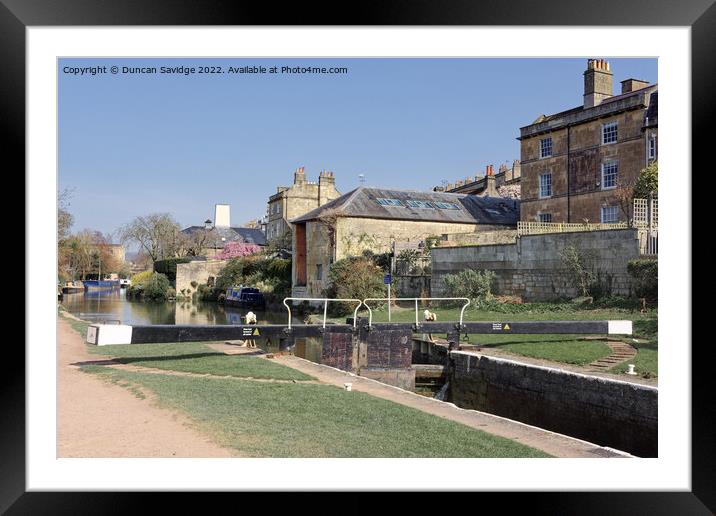 Widcombe Lock, Bath, in Spring sunshine Framed Mounted Print by Duncan Savidge