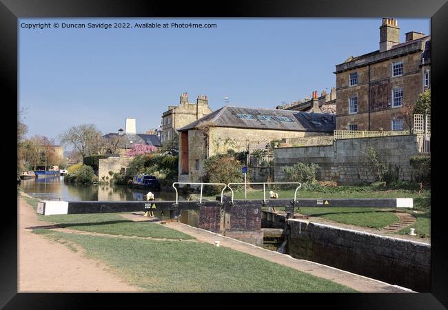 Widcombe Lock, Bath, in Spring sunshine Framed Print by Duncan Savidge