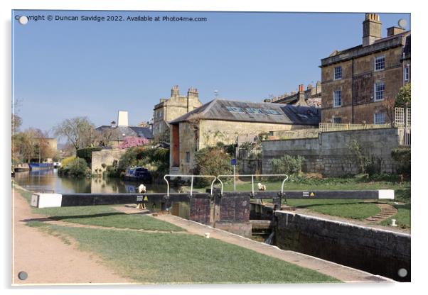 Widcombe Lock, Bath, in Spring sunshine Acrylic by Duncan Savidge