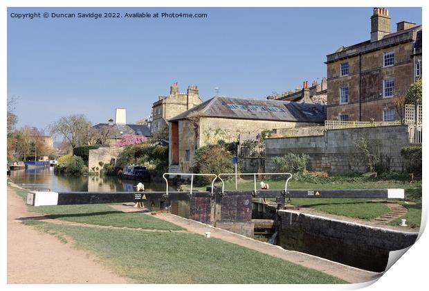 Widcombe Lock, Bath, in Spring sunshine Print by Duncan Savidge