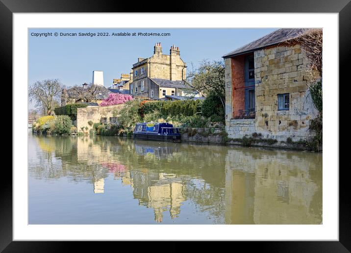 Kennet and Avon Canal, Bath, reflected in the Spring sunshine Framed Mounted Print by Duncan Savidge