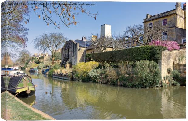 Kennet and Avon Canal, Bath, in the Spring sunshine Canvas Print by Duncan Savidge