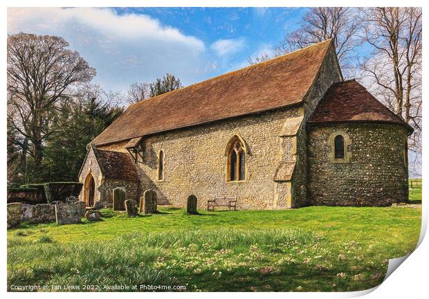 Swyncombe Church in Springtime Print by Ian Lewis