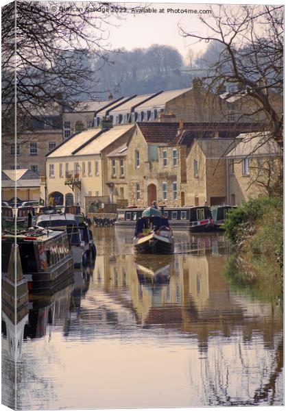 Canal Boat in Bath Canvas Print by Duncan Savidge