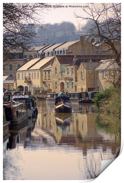 Canal Boat in Bath Print by Duncan Savidge