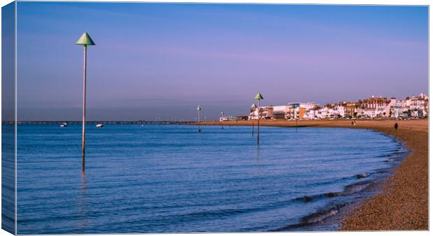 Thorpe Bay and Southend Sea Front Canvas Print by John Frid