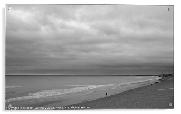 Lone Walker on Brighton Beach Acrylic by Graham Lathbury