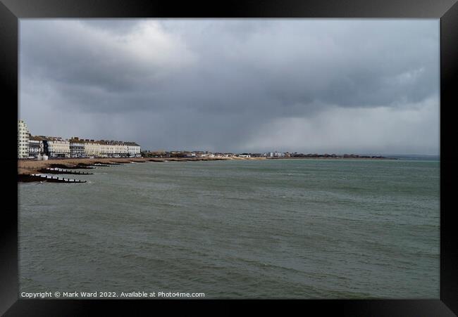 Eastbourne Seafront on a cold March day. Framed Print by Mark Ward