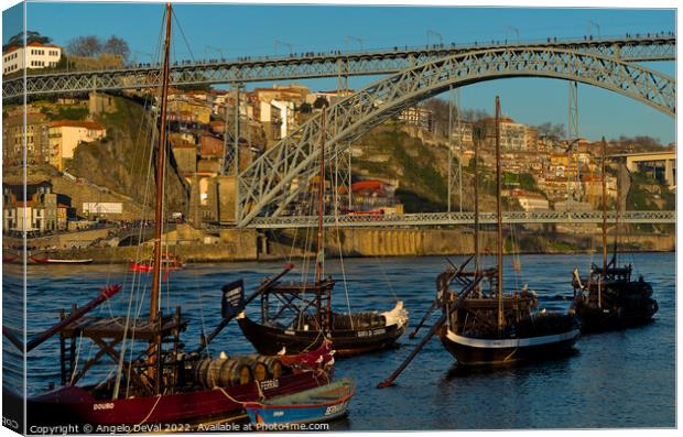 Douro Riverside in Porto Canvas Print by Angelo DeVal