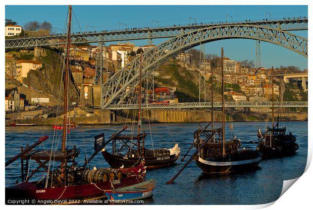 Douro Riverside in Porto Print by Angelo DeVal