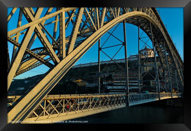 Porto Bridge View Framed Print by Angelo DeVal