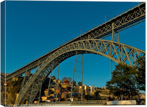 Porto Bridge on Blue Sky Canvas Print by Angelo DeVal