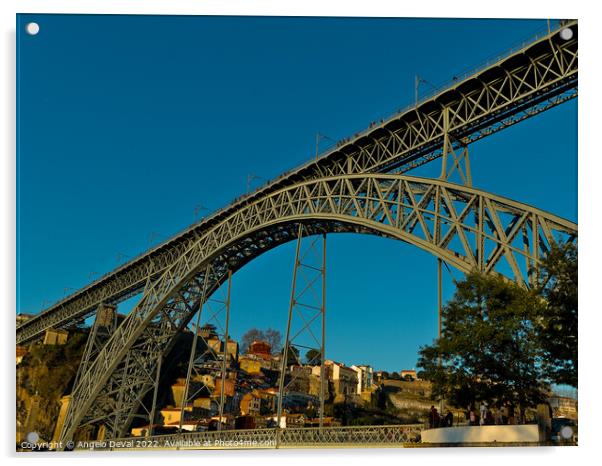 Porto Bridge on Blue Sky Acrylic by Angelo DeVal