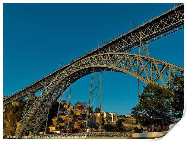 Porto Bridge on Blue Sky Print by Angelo DeVal